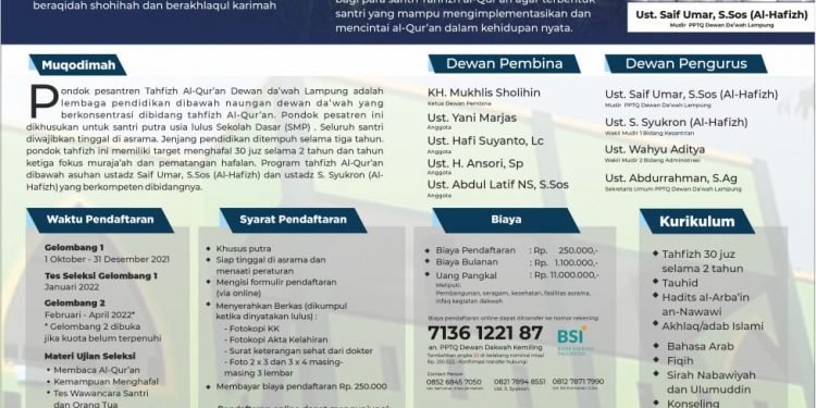 PPDB PPTQ IKHWAN KEMILING DEWAN DA’WAH LAMPUNG TA 2022/2023