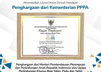 Alhamdulillah, Kementerian PPPA Berikan Penghargaan Kepada Laznas Dewan Da’wah